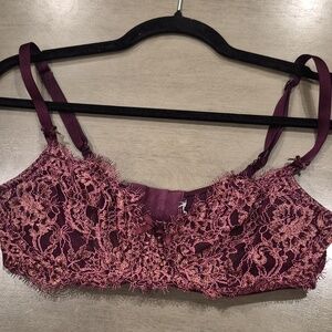 Agent Provocateur - Burgundy Sprakle Embroidered Lace Underwire Bra